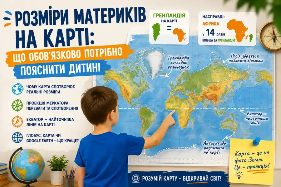 Розміри материків на карті: що обов’язково потрібно пояснити дитині